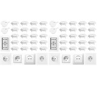 Vinabo 20PCS Cache Prise Bébé avec 2 Clés, Cache Prise Electrique Universal pour Securite Enfant, Protection Prise Electrique Bebe pour Domestique (Blanc) (Lot de 2)