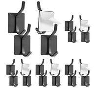 Vinabo 4 Pièces Crochet Adhesif Mural, Double Crochet Autocollant Solides Mural Adhesif peut êTre Utilisé sur les Armoires, les Portes, les Murs, sans Percer, Antirouille (Noir) (Lot de 5)