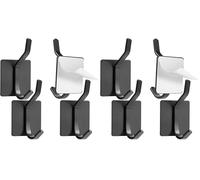 Vinabo 4 Pièces Crochet Adhesif Mural, Double Crochet Autocollant Solides Mural Adhesif peut êTre Utilisé sur les Armoires, les Portes, les Murs, sans Percer, Antirouille (Noir) (Lot de 2)