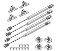 Vinabo 4 ressorts à gaz 100N, pistons à gaz pour portes, vérin de meuble, charnière d'armoire, amortisseur de charnière pour armoires de cuisine, argent/noir