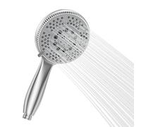 Vinabo 5 Modes-Douchette de Massage Haute Pression avec Économie d'eau-Pommeau Douche Chrome 120mm pour Salle de Bain-Installation Facile sans Outil, Argent