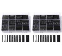Vinabo 900 Pièces Gaines Thermorétractables Noires, Tubes Thermorétractables pour Isolation Électrique, Protection de Câbles, 12 Tailles - Ratio de Rétraction 2:1 (Lot de 2)