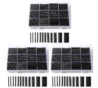 Vinabo 900 Pièces Gaines Thermorétractables Noires, Tubes Thermorétractables pour Isolation Électrique, Protection de Câbles, 12 Tailles - Ratio de Rétraction 2:1 (Lot de 3)