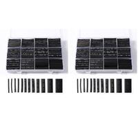 Vinabo 900 Pièces Gaines Thermorétractables, Thermorétractable Noire Tube, Isolation Electrique Tube de Câble D'enveloppe Thermorétractable, 12 Tailles-Ratio de Contraction 2:1 (Lot de 2)