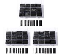 Vinabo 900 Pièces Gaines Thermorétractables, Thermorétractable Noire Tube, Isolation Electrique Tube de Câble D'enveloppe Thermorétractable, 12 Tailles-Ratio de Contraction 2:1 (Lot de 3)