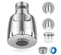Vinabo Aérateur de Robinet, 360° Pivotant Robinet, Gorgeurs Aérateur Robinet, à économie d'eau Robinet Filtre Régulateur Spray Tête Buse pour Cuisine Salle de Bains, 2 Modes, Argenté