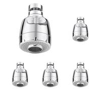 Vinabo Aérateur pour robinet rotatif à 360 °, buse robinet cuisine, évier avec filtre régulateur de tête, 2 modes, aérateur robinet, atomiseur robinet, tête robinet de cuisine, argenté (Lot de 5)