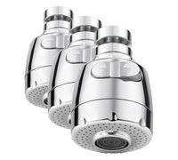 Vinabo Aérateur pour robinet rotatif à 360 °, buse robinet cuisine, évier avec filtre régulateur de tête, 2 modes, aérateur robinet, atomiseur robinet, tête robinet de cuisine, argenté (Lot de 3)