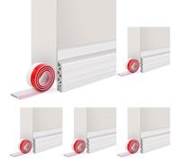 Vinabo Boudin Isolant, 100cm x 5cm - Bas de Porte Anti-Courant d'Air & Étanchéité, Adhésif - Isolation et Protection Sonore pour Porte d'Entree (Blanc) (Lot de 5)