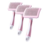 Vinabo Brosse Autonettoyante Pour Animaux de Compagnie,Brosse Pour Poils Longs et Courts,Pour Chiens Chats Eliminer Efficacement des Tomentose Sous-poil Tangles, Rose (Lot de 3)