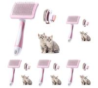 Vinabo Brosse Autonettoyante Pour Animaux de Compagnie,Brosse Pour Poils Longs et Courts,Pour Chiens Chats Eliminer Efficacement des Tomentose Sous-poil Tangles, Rose (Lot de 5)