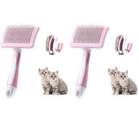 Vinabo Brosse Autonettoyante Pour Animaux de Compagnie,Brosse Pour Poils Longs et Courts,Pour Chiens Chats Eliminer Efficacement des Tomentose Sous-poil Tangles, Rose (Lot de 2)