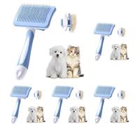 Vinabo Brosse,Autonettoyante pour Poils pour Chiens de Petite,Brosse pour Chat/Animaux de Compagnie,Pour Eliminer des Tomentose Sous-poil Tangles-Bleu (Lot de 5)