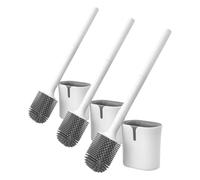 Vinabo Brosse Toilettes WC Silicone Plate, Balai Toilette WC à Séchage Rapide, Anti-Goutte Balayette WC Brosse, Montage Mural/au Sol, Blanc (Lot de 3)