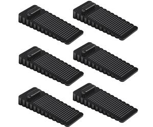 Vinabo Cale Porte PVC 6 Pièces, Bloque Porte Sol Réglable en Hauteur et Empilée, Arrêts de Portes pour Portes et Sols de Divers Matériaux - Noir