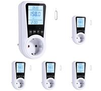 Vinabo Compteur de consommation électrique avec LCD, compteur d'énergie électrique 16 A/3680 W, 7 modes de surcharge, protection de consommation d'énergie (Lot de 5)