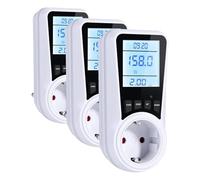 Vinabo Compteur de consommation électrique avec LCD, compteur d'énergie électrique 16 A/3680 W, 7 modes de surcharge, protection de consommation d'énergie (Lot de 3)