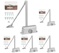Vinabo Ferme-Porte Automatique Hydraulique en Alliage d'Aluminium, Groom Fermeture Porte à Ressort Réglable pour Porte de 15-45kg, Usage Commercial et Résidentiel (Lot de 5)