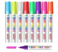 Vinabo Feutre Craie Vitre Effacable, Chalk Marker pour Tableau, Crayon Craie Pour Tableau Noir Effacable, Chalk Marker pour le Verre, le Miroir, la Planche de Bois - 8 Couleurs