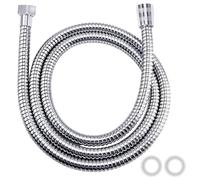 Vinabo Flexible de douche en acier inoxydable (G1/2 pouces, 150 CM), tuyau de douche, anti-explosion résistant à haute température anti-torsion chrome long tuyau de douche, argent