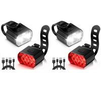 Vinabo Kit Lumières pour Vélo - Phare et Feu Arrière, Longue Autonomie, Recharge USB, Etanche IPX6, 6 Modes D'éclairage, Léger et Durable, Adapté à Tous Les Vélos et à Diverses Conditions de Cyclisme