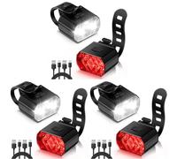 Vinabo Kit Lumières pour Vélo - Phare et Feu Arrière, Longue Autonomie, Recharge USB, Etanche IPX6, 6 Modes D'éclairage, Léger et Durable, Adapté à Tous Les Vélos et à Diverses Conditions de Cyclisme