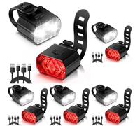 Vinabo Kit Lumières pour Vélo - Phare et Feu Arrière, Longue Autonomie, Recharge USB, Etanche IPX6, 6 Modes D'éclairage, Léger et Durable, Adapté à Tous Les Vélos et à Diverses Conditions de Cyclisme