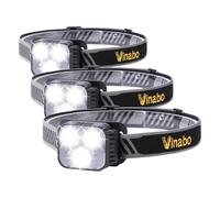 Vinabo Lampe Frontale Rechargeable, Lampe Frontale LED Ultra Puissante Détecteur de Mouvement, 6 Modes d'éclairage, Réglable Étanche Léger pour Camping,Cyclisme, Course
