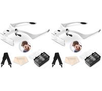 Vinabo Loupe Serre-Tête avec Lumière LED, Loupe De Tête avec - 5 Lentilles Détachables(1.0X 1.5X 2.0X 2.5X 3.5X), pour Tous Les Travaux de Précision, Lecture, Bijoutier, Broderie, Couture, Bijoux