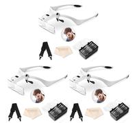 Vinabo Loupe Serre-Tête avec Lumière LED, Loupe De Tête avec - 5 Lentilles Détachables(1.0X 1.5X 2.0X 2.5X 3.5X), pour Tous Les Travaux de Précision, Lecture, Bijoutier, Broderie, Couture, Bijoux