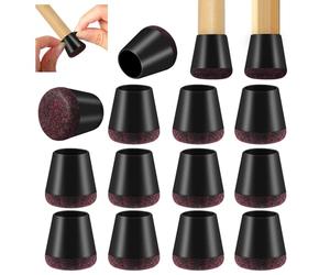 Vinabo Patins pour Chaises, Protection Pied de Chaise en Silicone, 16 Pcs Protege Pied de Chaise avec Tampon Feutré, Capuchons Antidérapants pour Sols en Bois, Réduire Bruit et Rayures (14 mm-20 mm)