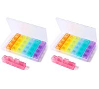 Vinabo Pilulier Semainier 7 Jours avec 4 Compartiments pour Matin, Midi, Soir et Nuit - 28 Compartiments au Total - Colorée (Lot de 2)