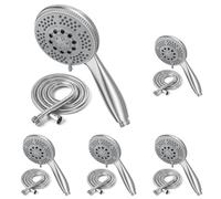 Vinabo Pommeau de douche 1,5 m tuyau en acier, 5 fonctions jets, haute pression, ABS chromé, pulvérisation anticalcaire, buse (Lot de 5)