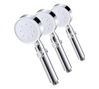Vinabo Pommeau de Douche Haute Pression, Pommeau de Douche Économie d'eau 5 Modes Réglable, Poire de Douche Salle de Bain avec Arret, Pomme de Douche Haute Pression (Lot de 3)