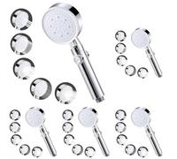 Vinabo Pommeau de Douche Haute Pression, Pommeau de Douche Économie d'eau 5 Modes Réglable, Poire de Douche Salle de Bain avec Arret, Pomme de Douche Haute Pression (Lot de 5)