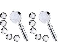 Vinabo Pommeau de Douche Haute Pression, Pommeau de Douche Économie d'eau 5 Modes Réglable, Poire de Douche Salle de Bain avec Arret, Pomme de Douche Haute Pression (Lot de 2)
