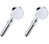 Vinabo Pommeau de Douche Haute Pression, Pommeau de Douche Économie d'eau 5 Modes Réglable,Poire de Douche Salle de Bain avec Arret, Pomme de Douche Haute Pression (Lot de 2)