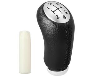 Vinabo Pommeau de Vitesse 5 Vitesses pour Dacia Sandero et Renault Clio 2 | Effet cuir noir, adaptateur inclus, pour Clio II 2003-2004, Clio III 2005-2006, Megane II, Scenic II, Kangoo, Stepway
