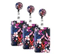 Vinabo Porte Badge Cordon Tour de Cou avec Porte-cartes, Enrouleur, Strap Neck avec Swivel Lobster Clasp pour Porte Badges d'Identification,Bureau, Les Clés, Telephone Portable, Carte Bus (Lot de 3)