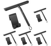 Vinabo Raclette de Douche sans Traces pour Porte en Verre - 21cm Noir avec Support - pour Salle de Bain, Vitre de Voiture, Miroir (Lot de 5)