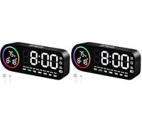 Vinabo Réveil Numérique LED 7 Couleurs - Horloge Digitale avec Affichage Température, 5 Niveaux Luminosité, Double Alarme, Snooze, USB, 12/24h - Réveil Lumineux pour Enfant & Adulte (Noir) (Lot de 2)