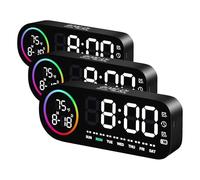 Vinabo Réveil Numérique LED 7 Couleurs - Horloge Digitale avec Affichage Température, 5 Niveaux Luminosité, Double Alarme, Snooze, USB, 12/24h - Réveil Lumineux pour Enfant & Adulte (Noir) (Lot de 3)