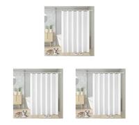 Vinabo Rideau Douche Anti Moisissure, 180 x 200cm Blanc, avec 12 Crochets, sans Percage, Tissu PEVA Imperméable Lavable en Machine (Lot de 3)