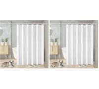 Vinabo Rideau Douche Anti Moisissure, 180 x 200cm Blanc, avec 12 Crochets, sans Percage, Tissu PEVA Imperméable Lavable en Machine (Lot de 2)