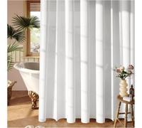 Vinabo Rideau Douche Blanc, 180 x 200cm, avec 12 Crochets, sans Percage, Tissu PEVA Imperméable Lavable en Machine (Lot de 5)