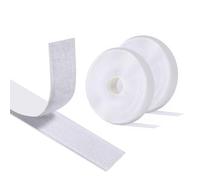 Vinabo Scratch Autocollant Double Face 5 m x 20 mm, Blanc, Hook Loop | Ruban Adhésif Puissant à Crochets et Boucles pour Couture, Tissu, Moustiquaire, Rideaux et Bricolage Sans Perçage