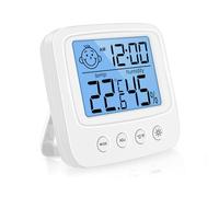 Vinabo Thermomètre Hygromètre Intérieur Digital à Haute Précision, Hygromètre Digital Intérieur, Thermomètre Numérique de Bureau Avec Moniteur de Température et D'humidité - Rétroéclairage - Horloge