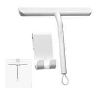 Vinabo Tire d'eau de Douche, essuie-Glace pour Douche, Douche avec Crochet, sans Halos, pour fenêtres, Murs de Douche et miroirs, en Silicone, 21 cm, Blanc
