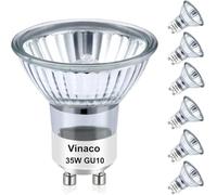 Vinaco GU10 Halogen Bulb 35W, 6 Pack GU10 Spotlight 38° Beam Angle, GU10 Bulbs Warm White 2800K Dimmable, Long Lasting GU10+C 230V 35W for Recessed Bulbs, Track Light Bulbs