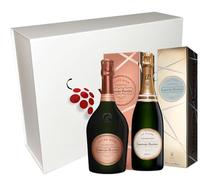 VINADDICT Coffret Cadeau Champagne Laurent Perrier, La Cuvée et Rosé avec Étuis, 2 Bouteilles de 70cl, 1400ml